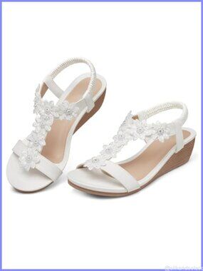 Women's Dressy Wedge Sandals Comfort Low Heel Wedding Shoes Arch Support
